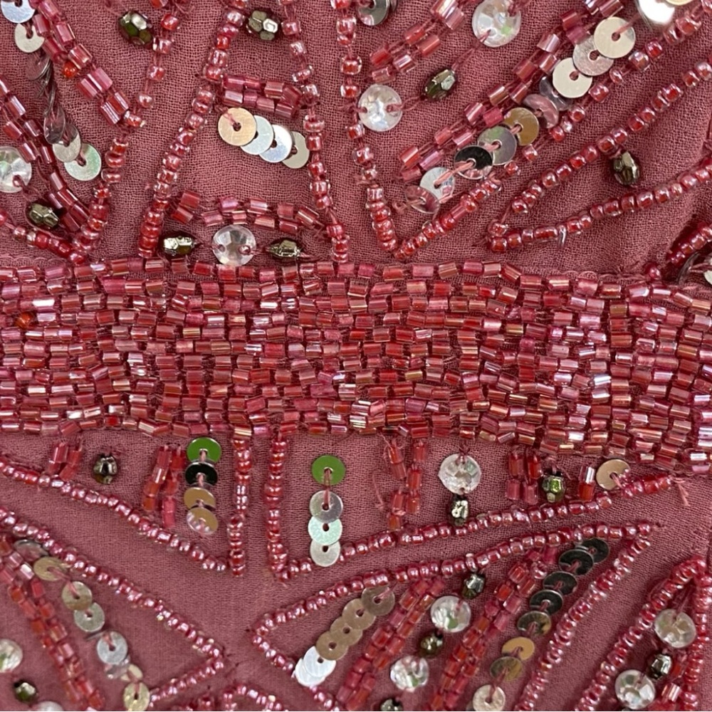 Mac Duggal NEW Rosewood Pink Geometric Sequined Pattern Sleeveless Midi Dress - Picture 5 of 10
